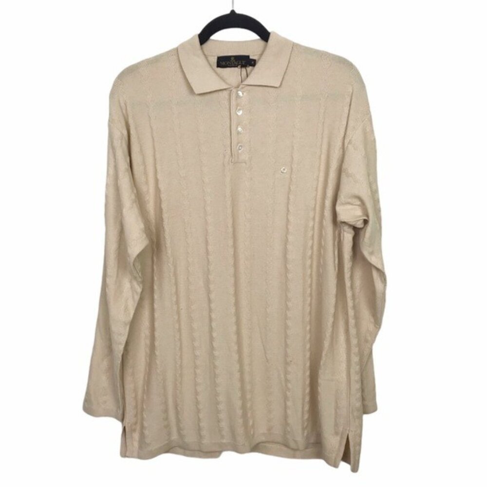 Montagut Paris Beige Cotton Polo Sweater Approx XXL